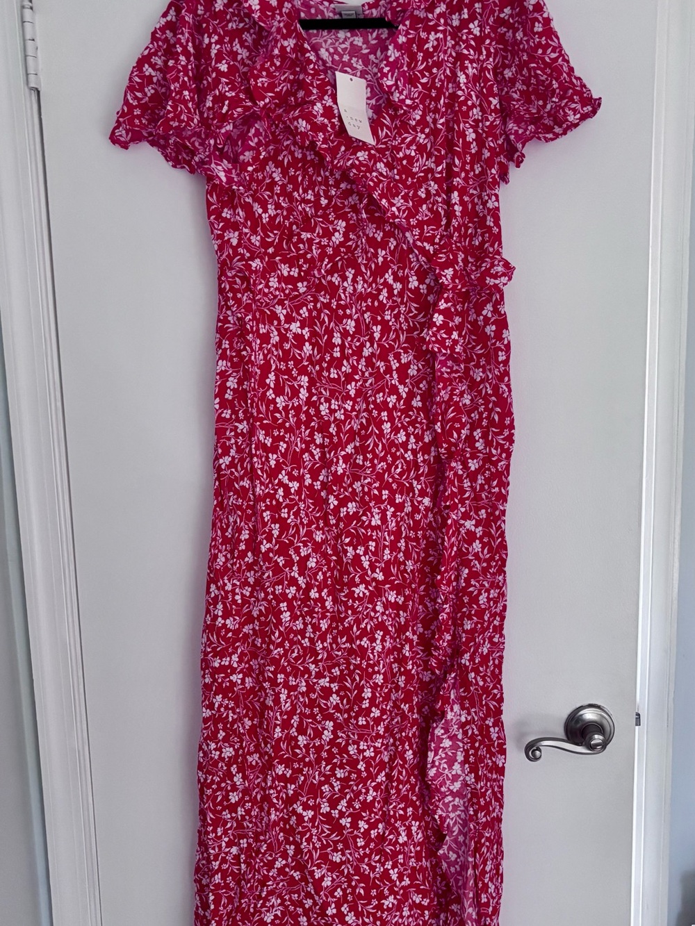 a new day Red and White Floral Wrap Maxi Dress
